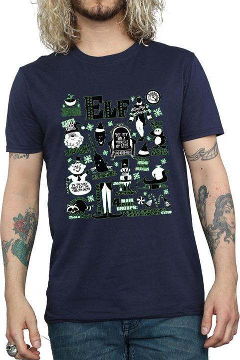 Actual product image Elf Mens Infographic Poster T-Shirt (M)