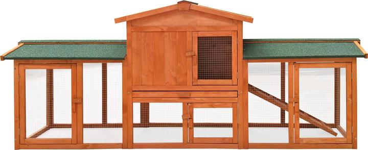 Actual product image Wiltec Rabbit hutch 2190x530x850mm Free-range enclosure Rabbit cage Small animal hutch Spruce