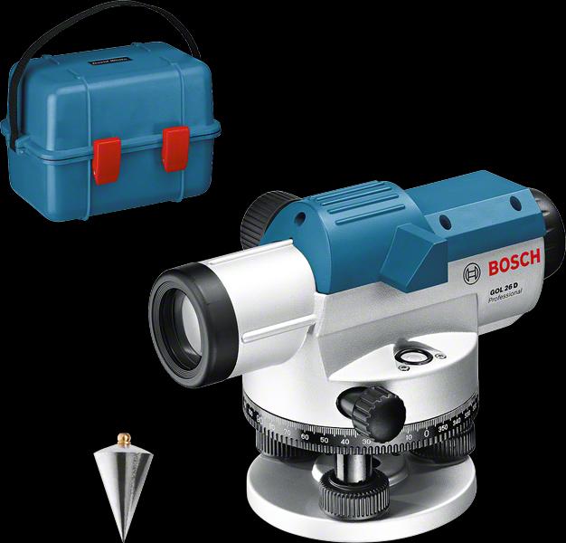 Produktbild Bosch Professional Optisches Nivelliergerät GOL 26 D, mit Baustativ BT160, Messstab GR 500