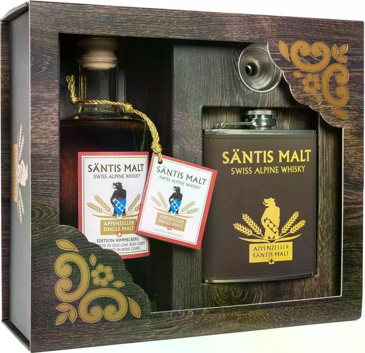 Säntis Malt Geschenkset Himmelberg Flachmann Set 0.5 l (Single Malt, 1 x 50 cl)