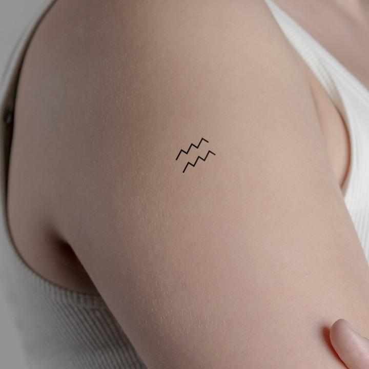 Actual product image minink Temporary tattoo - zodiac sign Aquarius