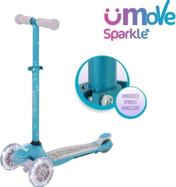 MV Sports uMoVe Sparkle Mini Flex LED Løbehjul, Teal