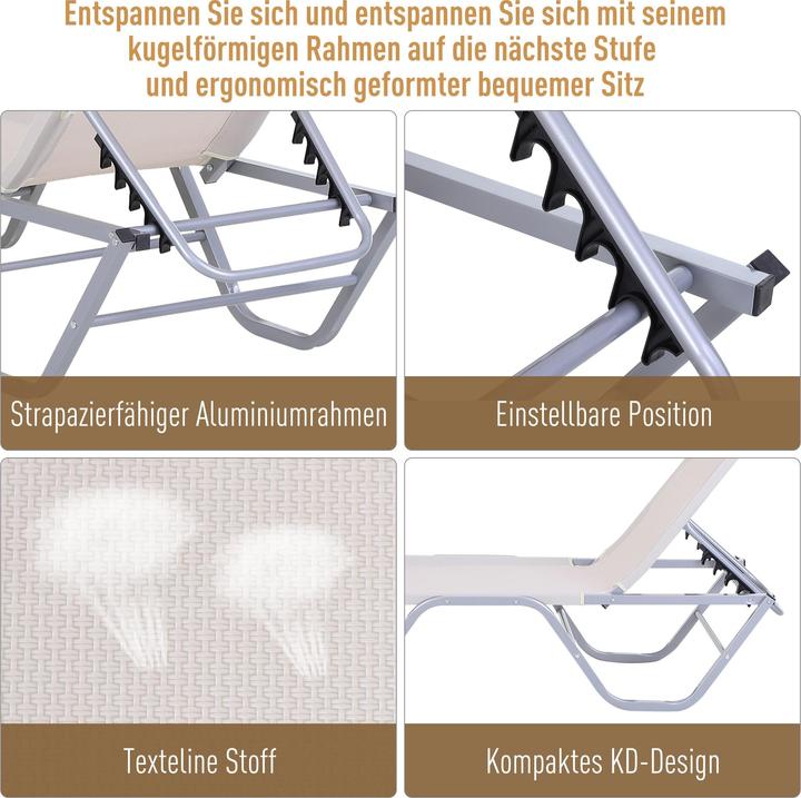Actual product image Outsunny Sun lounger with adjustable backrest (188 cm)