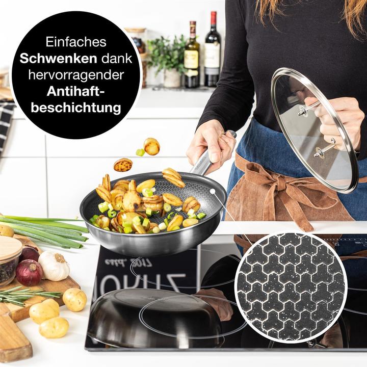 Immagine prodotto Moritz & Moritz Coperchio per padella in acciaio inox universale da 30 cm - Coperchio per padella come complemento (Vetro)