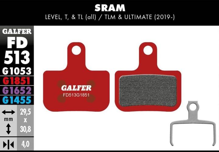Immagine prodotto Galfer Bike Pastiglia freno GALFER FD513 Advanced "SRAM Livello T, TL (SRAM, Avid, Organici)