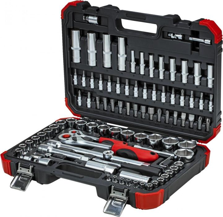 Actual product image Gedore Red red Socket spanner set, 94-piece, With reversible ratchets, ratchets, socket spanner and bit set