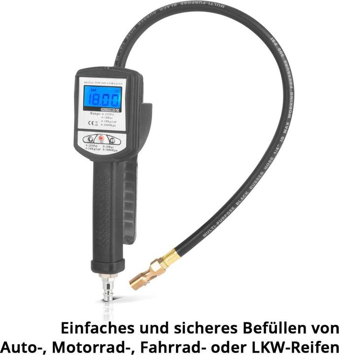 Actual product image Stahlwerk Digital compressed air tyre inflation gun DRP-18 ST Measuring range 0-18 bar