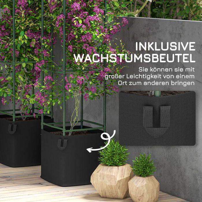 Image du produit Swisshandel24 Set de 2 supports pour plantes grimpantes, treillis avec sac de culture, treillis pour fleurs (33 cm, 33 cm)