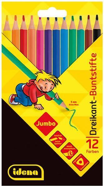 Image du produit Idena Crayons de couleur triangulaires Jumbo sans bois 12pcs (Multicolore, 12 x)