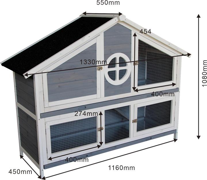 Immagine prodotto Wiltec Conigliera 1160x450x1080mm Villa per conigli, gabbia per conigli Gabbia per conigli