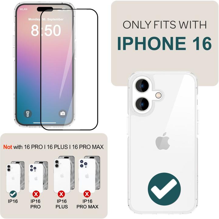 Produktbild Nalia 2x Schutzglas & 1x Schablone (2 Stück, Apple iPhone 16)