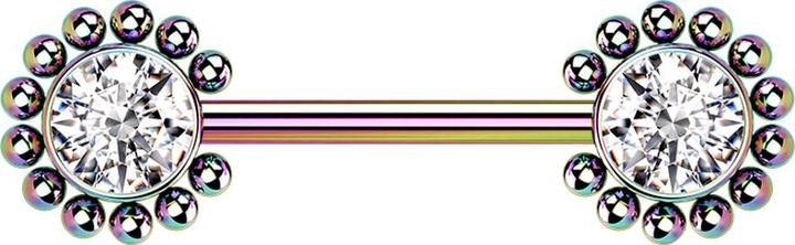 Produktbild Star Piercing Threadless Barbell farbig Sonne Kugeln mit Kristall silber (ohne Messing, Chirurgenstahl 316L)