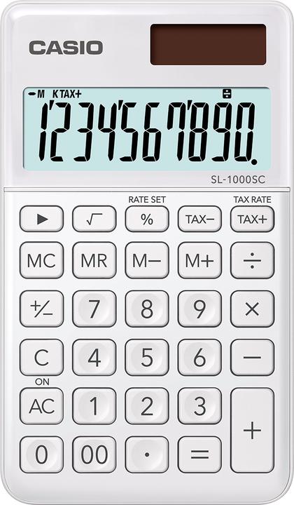 Image du produit Casio Calculatrice de poche BIC SL1000SCW 10 chiffres blanc (Piles, Cellules solaires)