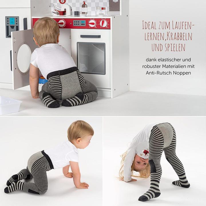 Actual product image La Loona LaLoona baby tights crawling tights - stripes grey - (74/80)