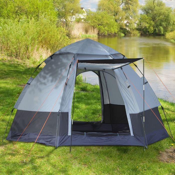 Produktbild Swisshandel24 Camping Zelt 3-4 Personen Zelt Familienzelt Kuppelzelt 210T PU 3000mm einfache Einrichtung Stahl Gla (Kuppelzelt, 4 Personen)
