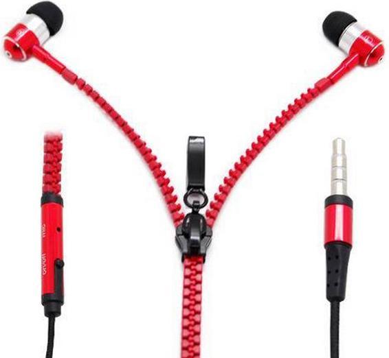Produktbild Hermex In Ear ZIPPER Headset mit Fernbedienung ROT für alle Android Smartphones (ANC, Kabellos)