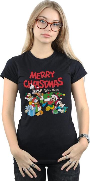 Actual product image Disney Womens/Ladies Mickey And Friends Winter Wishes Cotton T-Shirt (L)