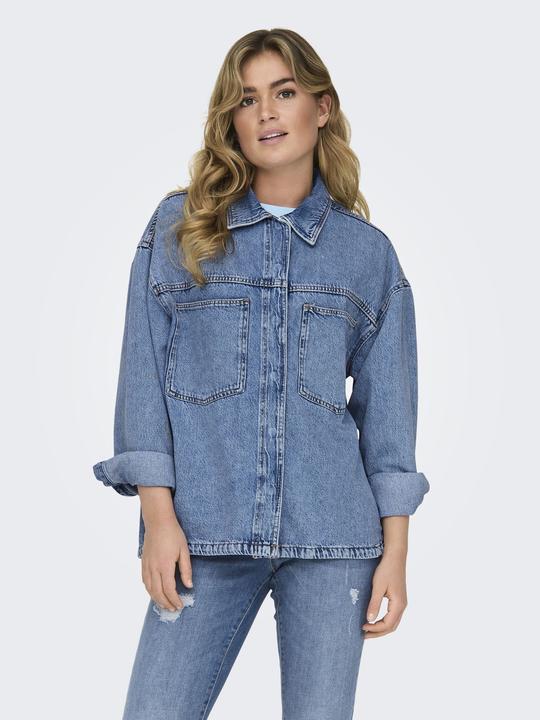Image du produit Only Coupe normale Col chemise Manches avec bouton Épaule basse Chemise en jean Chemise en jean (XL)