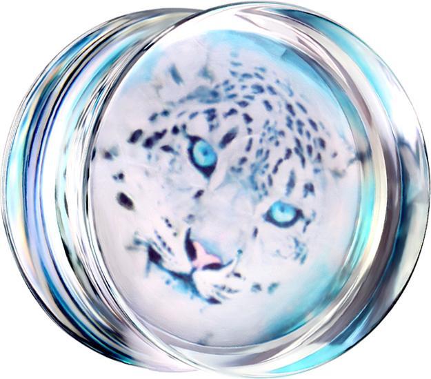 Star Piercing Flared Plug transparent mit Gepard (ohne Messing, Acryl)