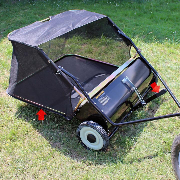 Actual product image Wiltec Lawn sweeper with 87 cm sweeping width Leaf collector 340 litre ride-on mower