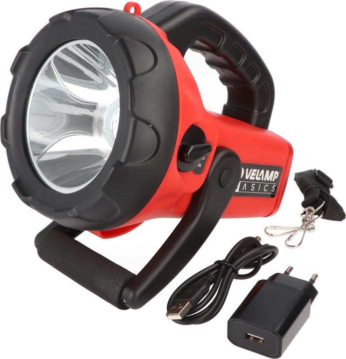 Actual product image Velamp Rechargeable 10W LED spotlight with red flashing light (800 lm)