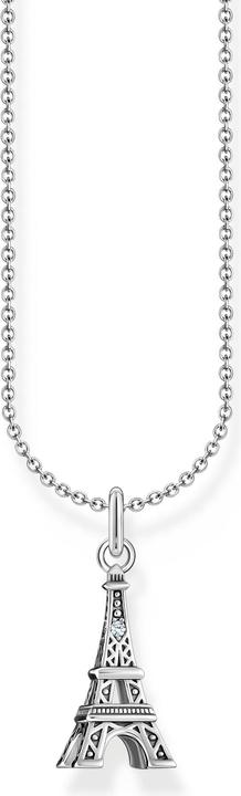 Thomas Sabo Kette mit Eiffelturm-Anhänger Silber (925 Sterlingsilber, Geschwärzt, 38 - 45 cm)