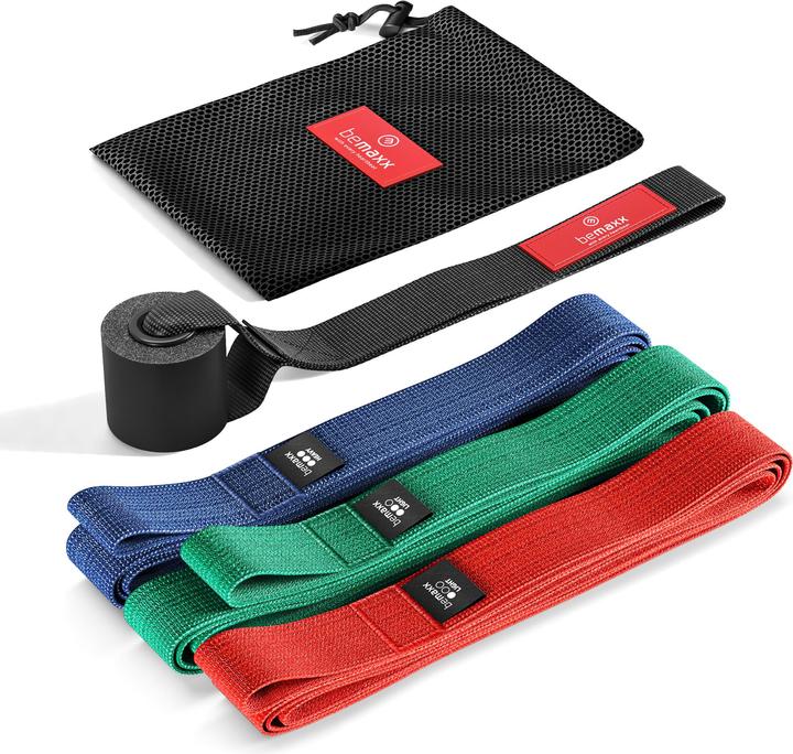 BeMaxx Sport Klimmzugband Textil, 3er-Set (Stark, Mittel, Leicht)