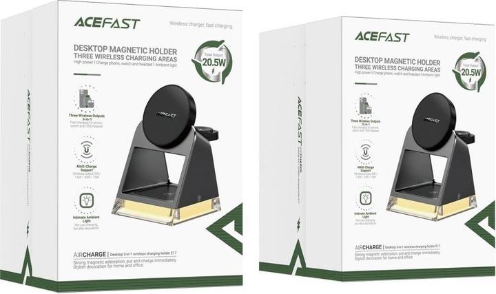 Immagine prodotto Acefast Caricabatterie induttivo E17 MagSafe 3in1 + cavo USB-A USB-C - nero (20.50 W)
