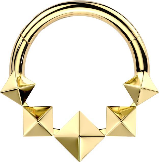 Produktbild Star Piercing Micro Segmentring klappbar vergoldet fünf 3D Diamanten (ohne Messing, Titan G23)