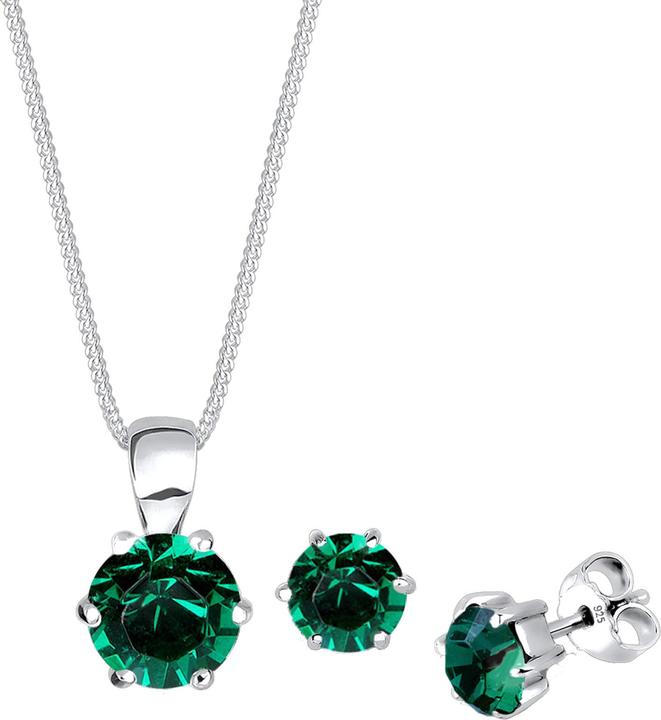 Produktbild Elli Schmuckset Kristalle Solitär Kette Ohrstecker 925 Silber (925er Sterling Silber)