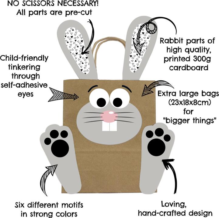 Produktbild Papierdrachen Grosse DIY Osterhasen mit grossen Tüten - 4 - schwarz weiss (Geschenktüte, 4 x)