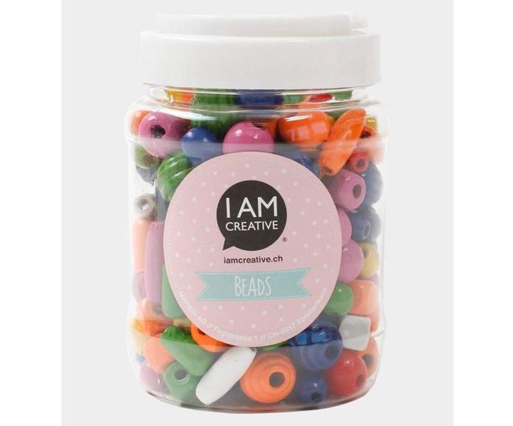 Actual product image I Am Creative Wooden beads coloured