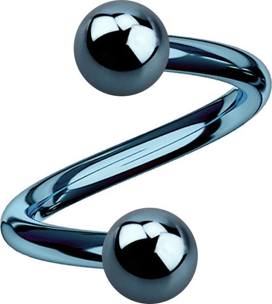 Star Piercing Micro Spirale hellblau mit zwei Kugeln (ohne Messing, Titan G23)
