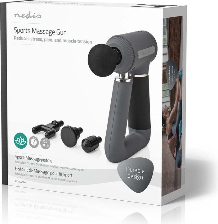 Produktbild Nedis Sport-Massagepistole Batteriebetrieben Eingebautes Lithium Ion Wiederaufladbar 6 Massagemodi U