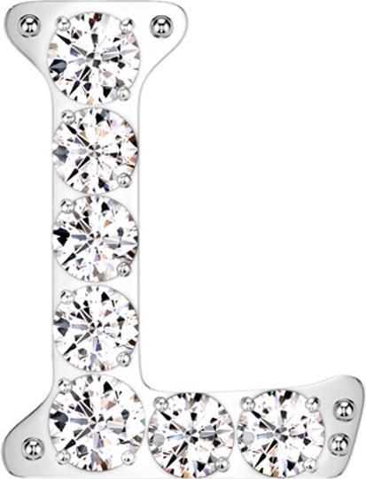 Star Piercing Threadless silber mit Kristallen silber Buchstabe L (ohne Messing, Titan G23)