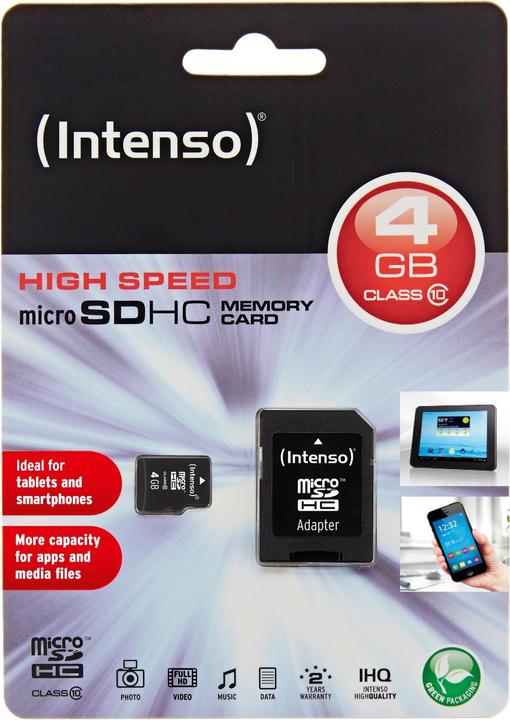 Immagine prodotto Intenso microSD Class 10 (4 GB, microSDHC, U1)