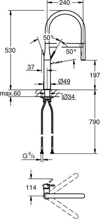 Actual product image Grohe Kitchen mixer with flexible spout Essence warm sunset brushed 30294