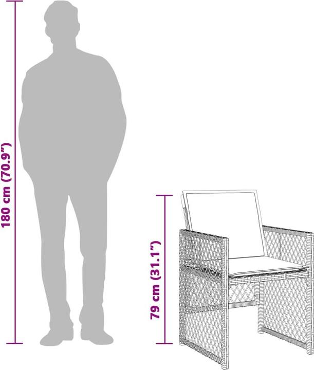 Produktbild VidaXL Gartenmöbel Essgruppe Gartengarnitur Sitzgruppe 13-tlg. Braun Poly Rattan (106 cm)