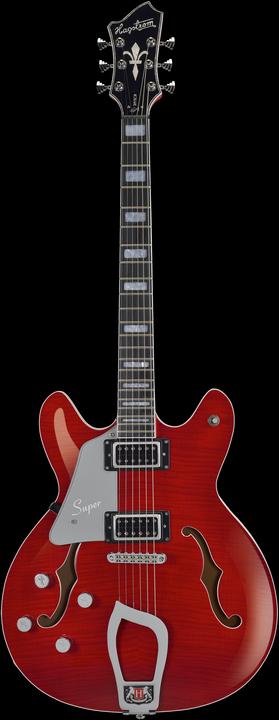 Produktbild Hagstrom E-Gitarre, Super Viking, Wild Cherry Transparent Flame, Links (Halbakustik Gitarre)