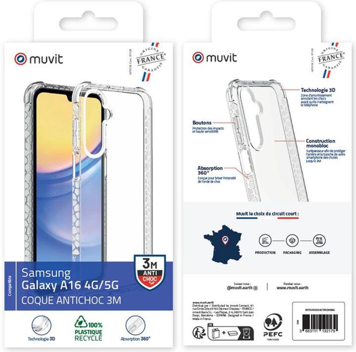 Image du produit Muvit France Coque Transparente Renforcée 3m Samsung Galaxy A16 4g/5g (Samsung Galaxy A16 5G)