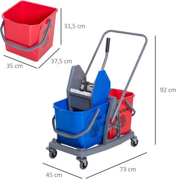 Actual product image Swisshandel24 Cleaning trolley Cleaning trolley Mopping trolley with 2 buckets System trolley with 4 (1 pcs.)