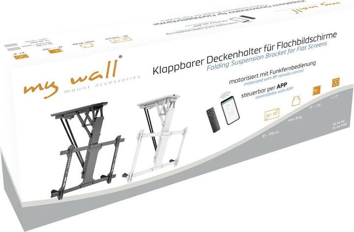 Produktbild myWall Motorisierter & klappbarer Deckenhalter für Flachbildschirme (Decke, 70", 35 kg)