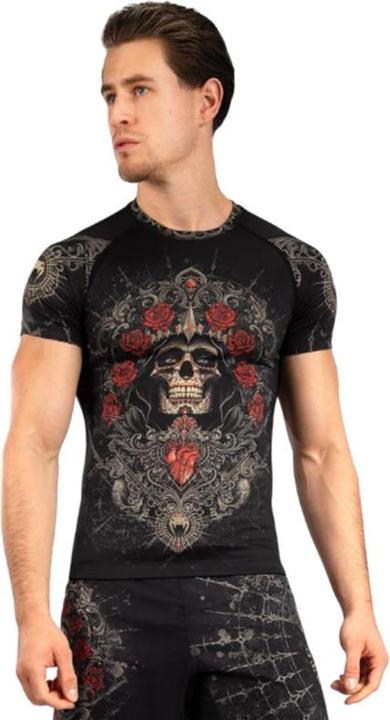 Image du produit Venum Santa Muerte 5.0 Short Sleeve Rashguard Deep Black Gold (L)