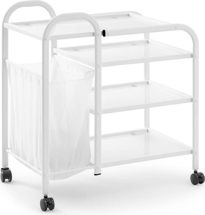 Image du produit Physa Chariot cosmétique avec sac à linge 5 l - 4 étagères en verre