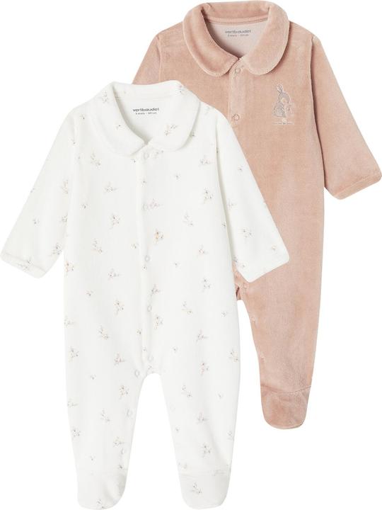 Vertbaudet 2er-Pack Baby Samtstrampler mit Bio-Baumwolle