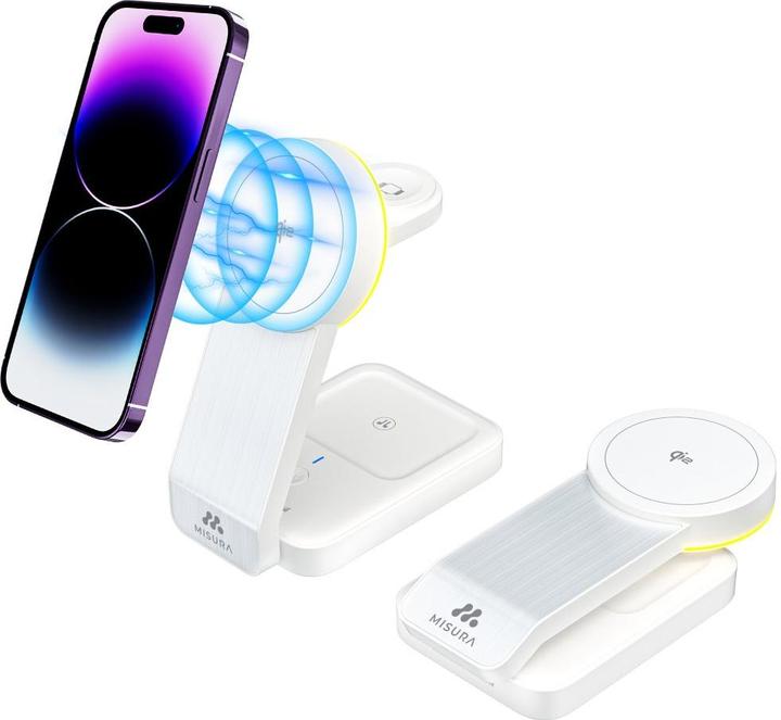 Actual product image Misura MH10 3-in-1 Foldable Wireless Charging Station - WHITE (30 W)