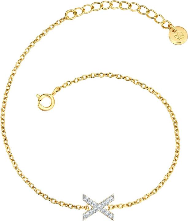 Glanzstücke München Damen Buchstabe X Sterling Silber Zirkonia Gelbgold 17,0 cm Basislänge + 3,0 cm Verlängerung - 32084 (17 cm, Sterling Silber)