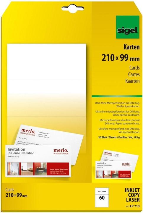 Actual product image Sigel Correspondence cards (185 g/m², 20 x, A4)