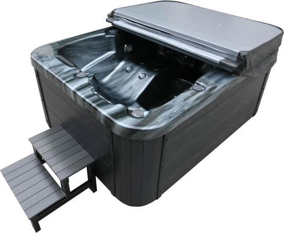Home Deluxe Jacuzzi d'extérieur BLACK PEARL, 27 jets de massage, éclairage, escalier et couverture thermique, 3