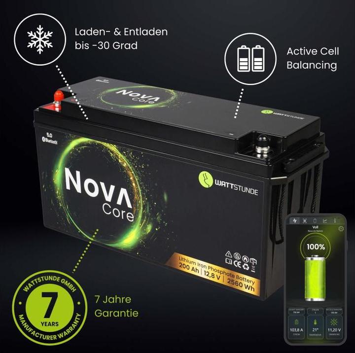 Actual product image Wattstunde Batterie NOVA Core 200 Ah LiFePO4 (12.80 V, 200 Ah)